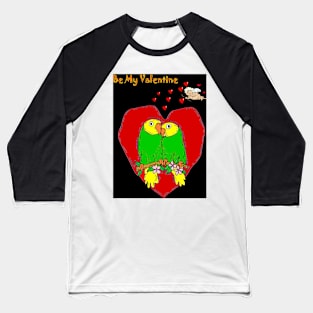 Valentine lovebirds with Cupid Cartoon Fantasy Abstract Print Baseball T-Shirt